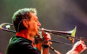 Cees als trombonist en bandleider.